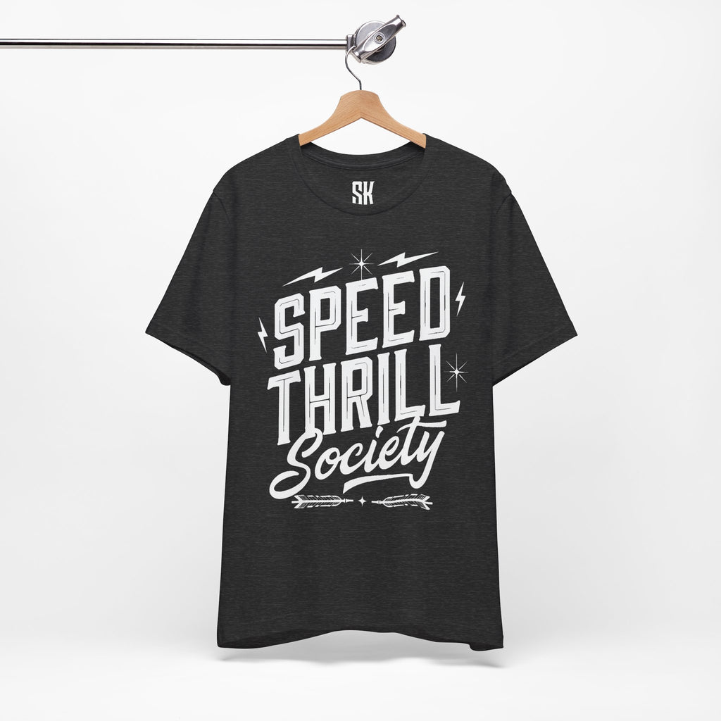 Speed Thrill Society | Bold Distressed Outlaw T-Shirt | Heather Dark Grey
