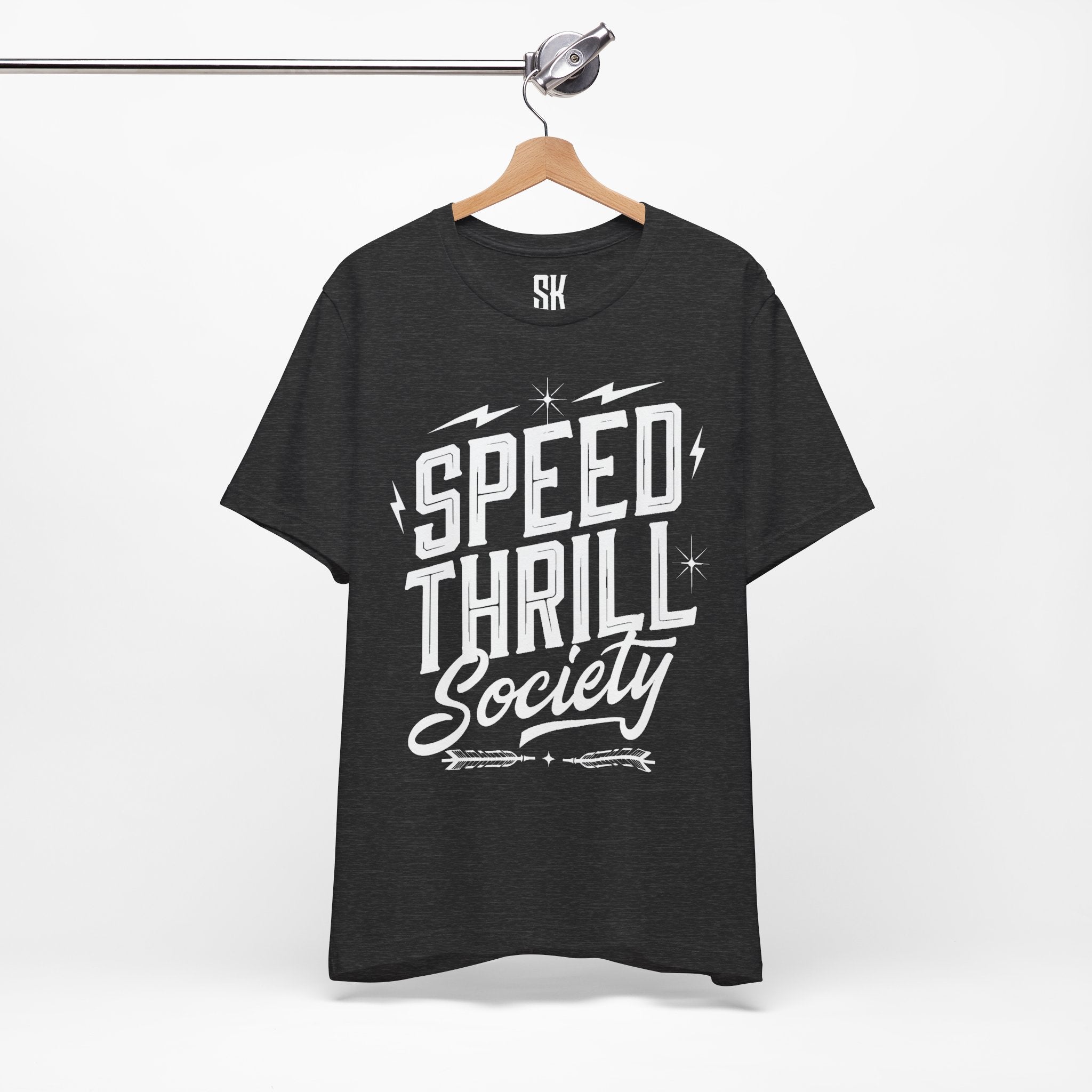 Speed Thrill Society | Bold Distressed Outlaw T-Shirt | Heather Dark Grey