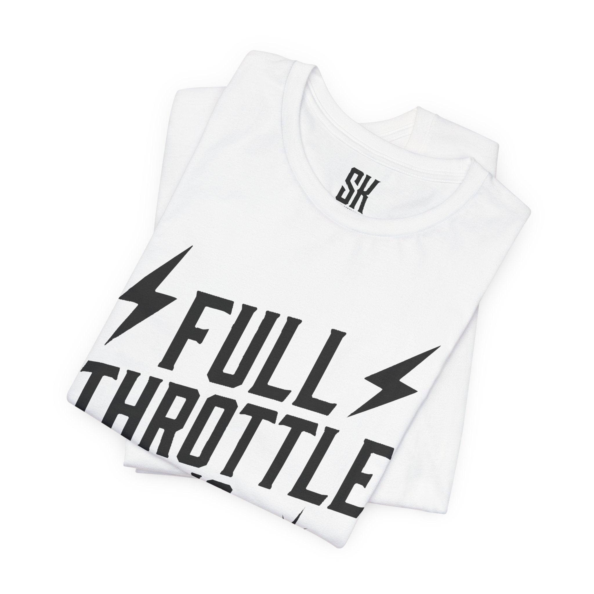 Full Throttle No Limits | Bold Distressed Outlaw T-Shirt | White