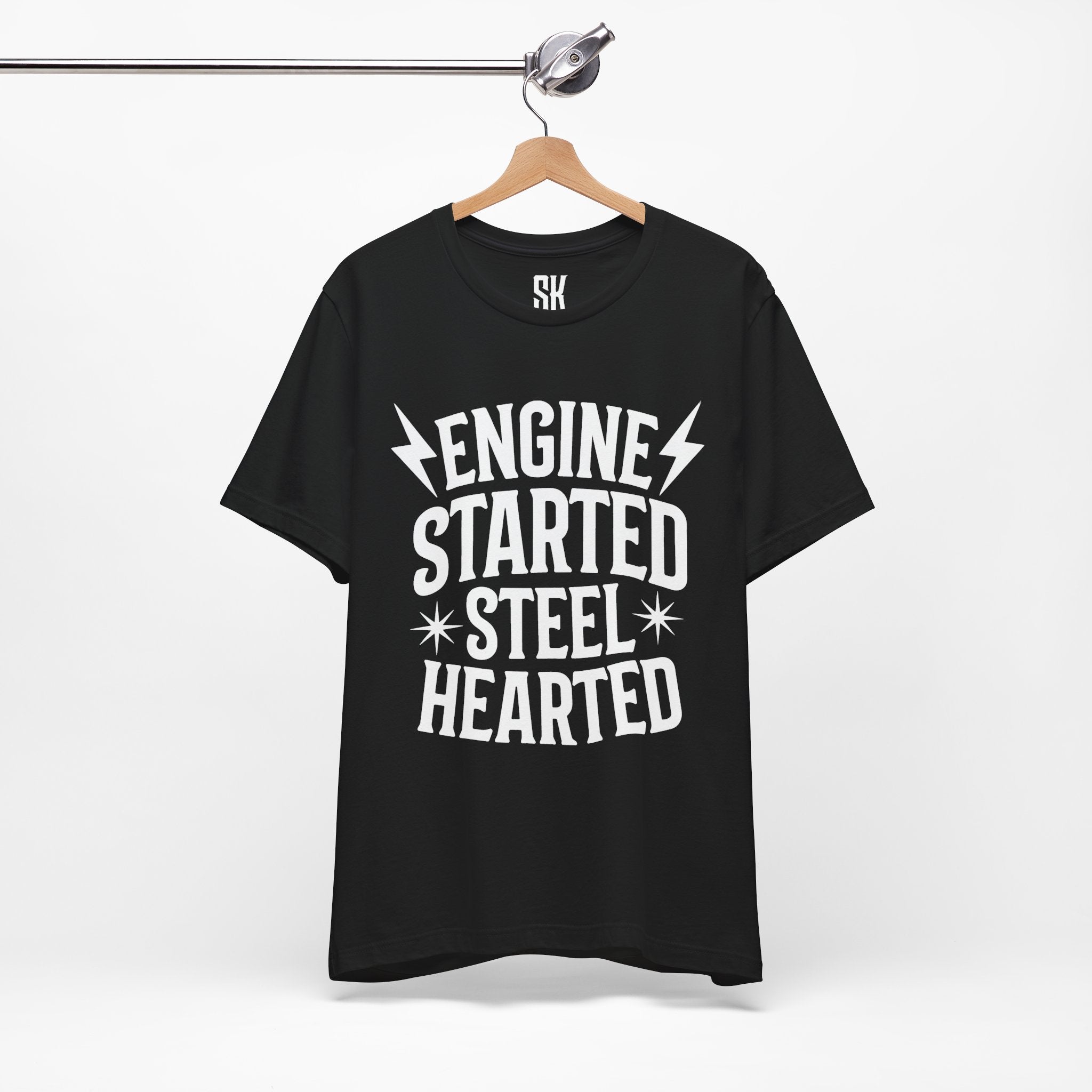 Engine Started Steel Hearted Outlaw T-Shirt | Distressed Vintage Rebel Tee | Black