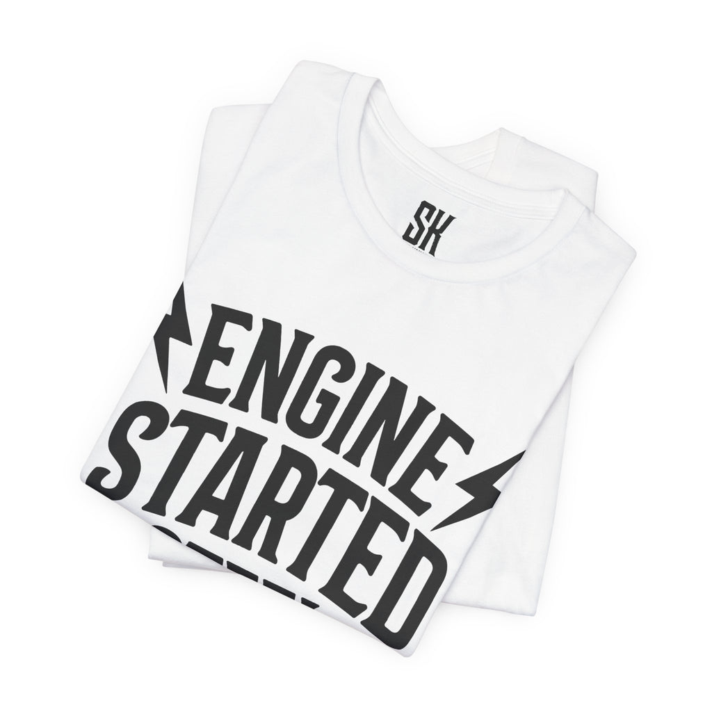 Engine Started Steel Hearted Outlaw T-Shirt | Distressed Vintage Rebel Tee | White