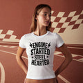 Engine Started Steel Hearted Outlaw T-Shirt | Distressed Vintage Rebel Tee | White