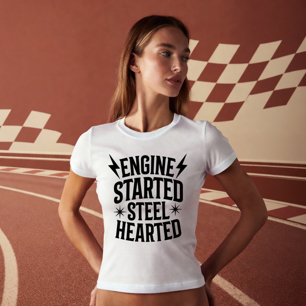 Engine Started Steel Hearted Outlaw T-Shirt | Distressed Vintage Rebel Tee | White