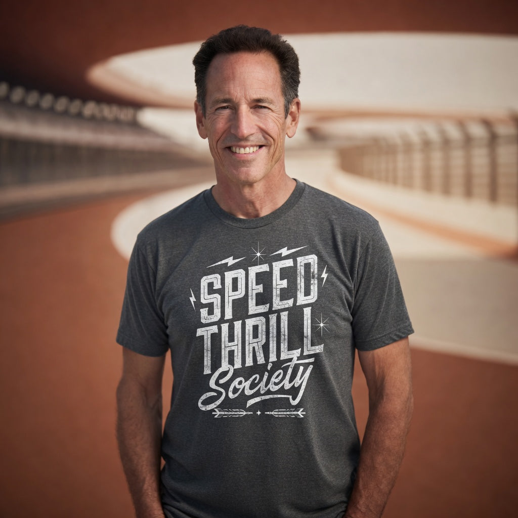 Speed Thrill Society | Bold Distressed Outlaw T-Shirt | Heather Dark Grey