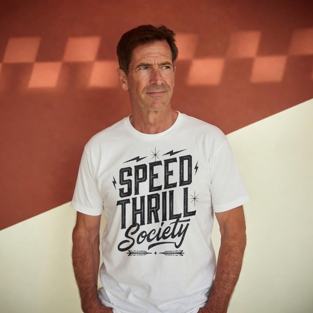 Speed Thrill Society | Bold Distressed Outlaw T-Shirt | White