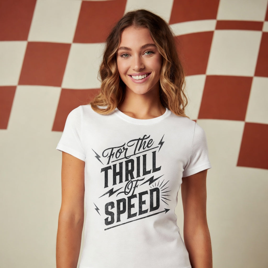 For The Thrill of Speed | Bold Distressed Outlaw T-Shirt | White