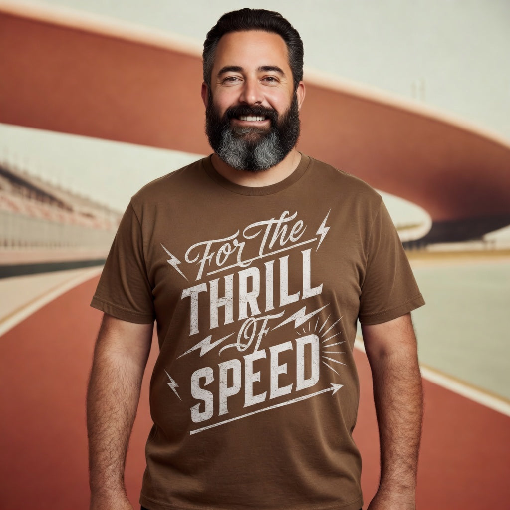 For The Thrill of Speed | Bold Distressed Outlaw T-Shirt | Brown