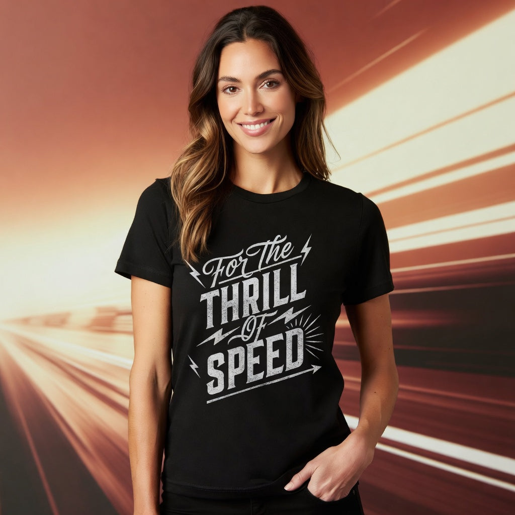 For The Thrill of Speed | Bold Distressed Outlaw T-Shirt | Black