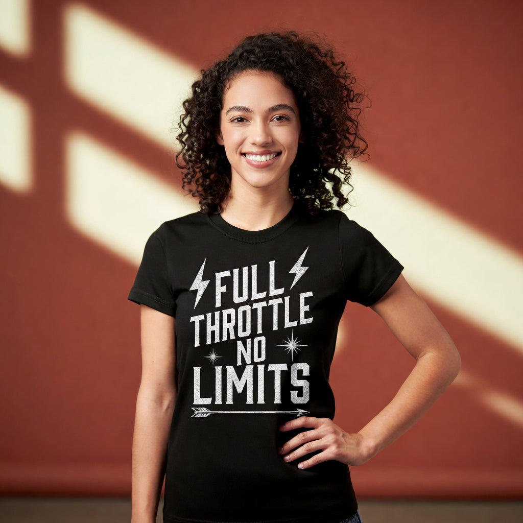 Full Throttle No Limits | Bold Distressed Outlaw T-Shirt | Black