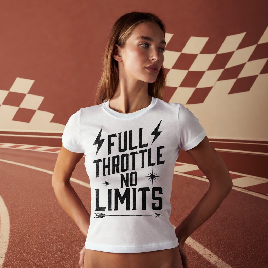 Full Throttle No Limits | Bold Distressed Outlaw T-Shirt | White