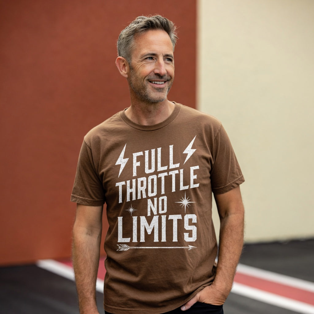 Full Throttle No Limits | Bold Distressed Outlaw T-Shirt | Brown