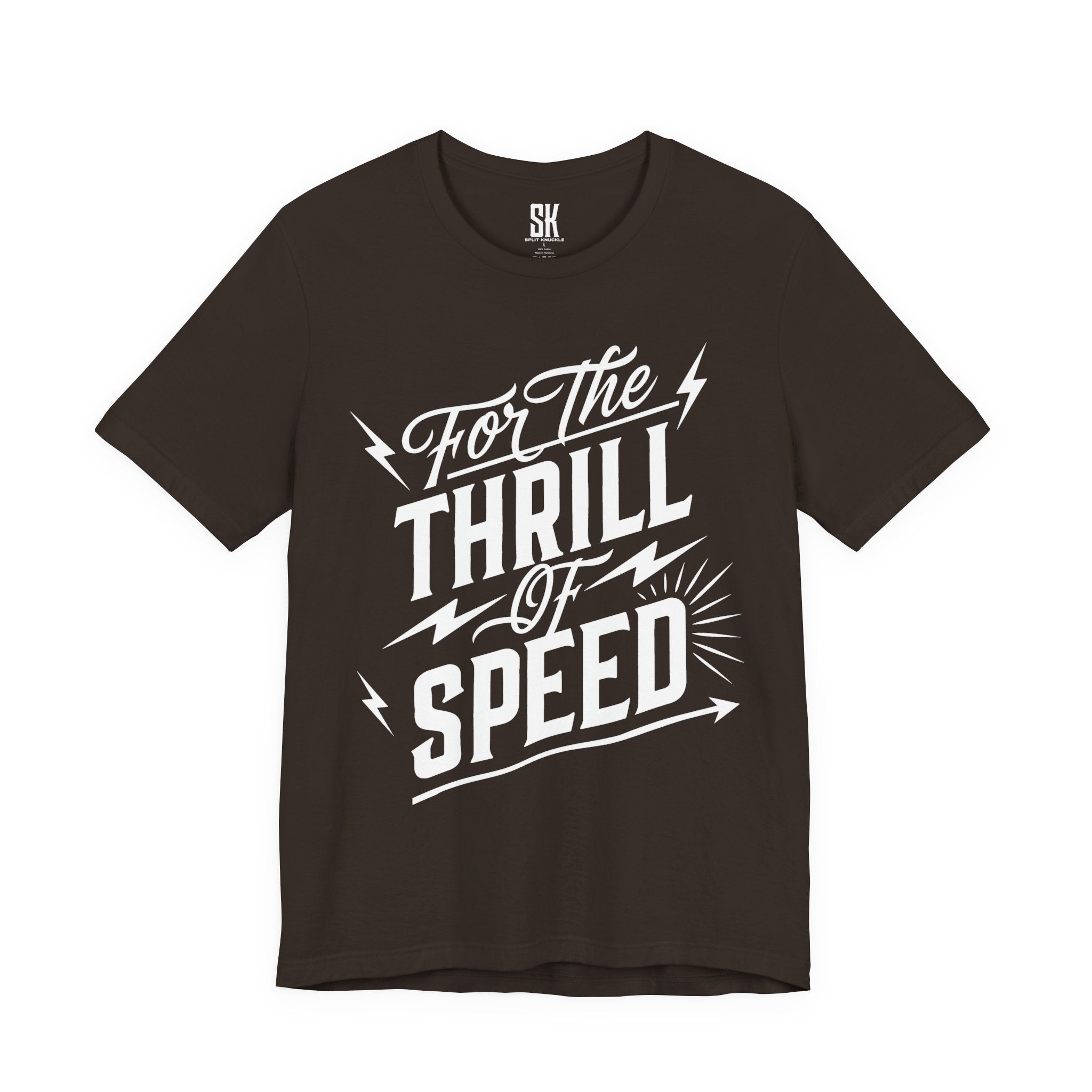 For The Thrill of Speed | Bold Distressed Outlaw T-Shirt | Brown