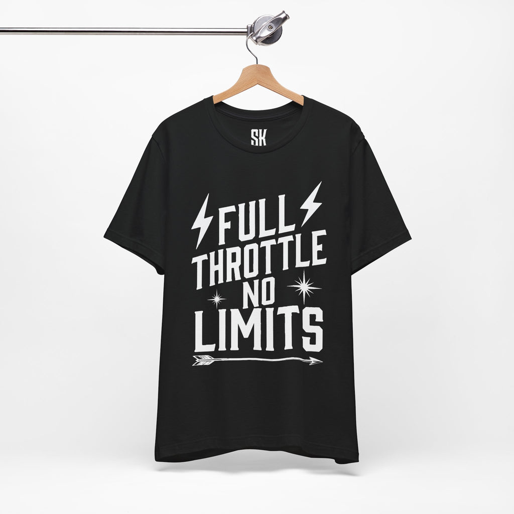 Full Throttle No Limits | Bold Distressed Outlaw T-Shirt | Black