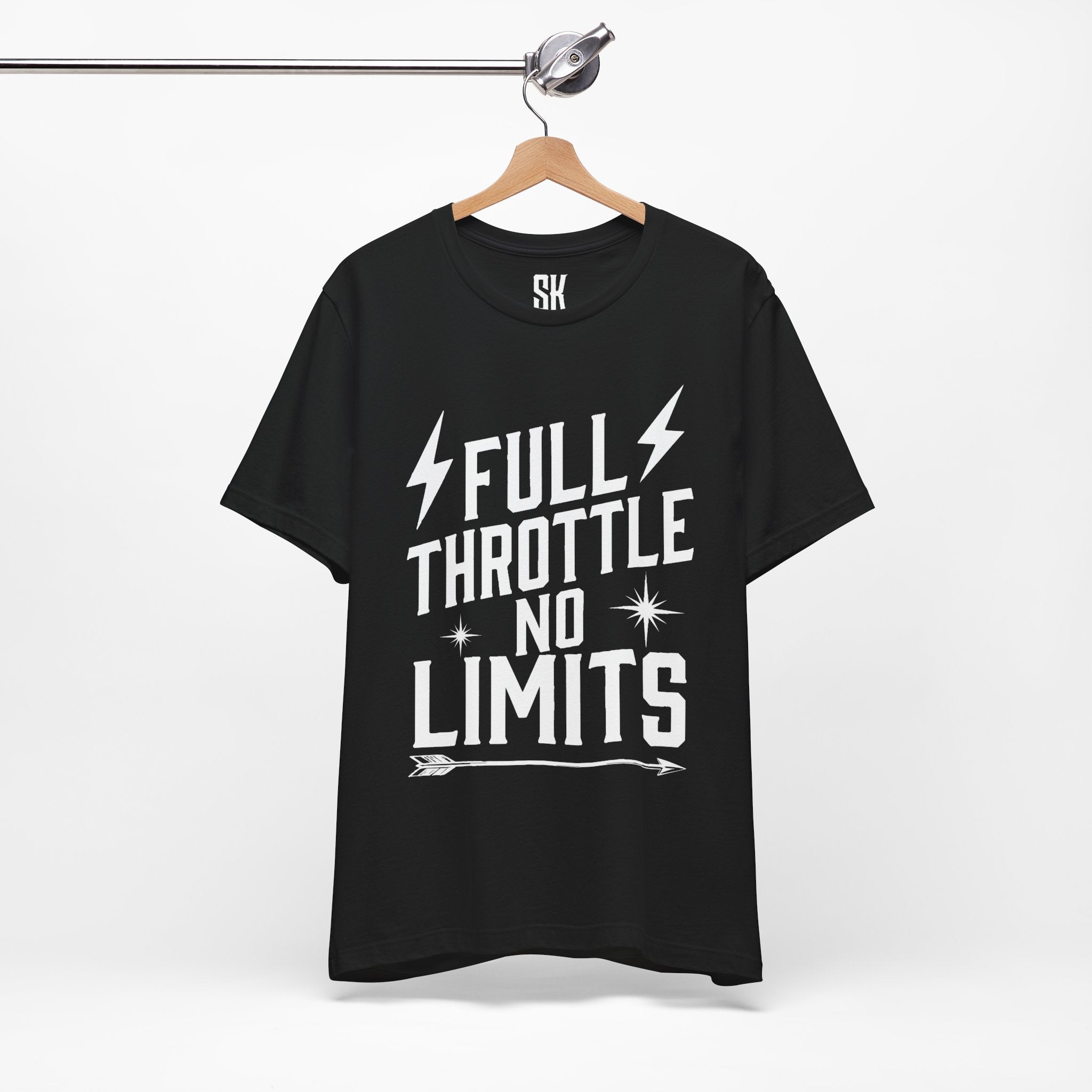 Full Throttle No Limits | Bold Distressed Outlaw T-Shirt | Black