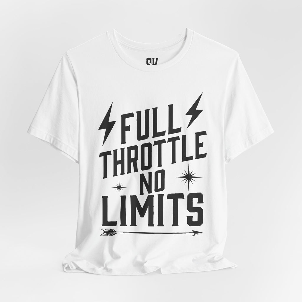 Full Throttle No Limits | Bold Distressed Outlaw T-Shirt | White