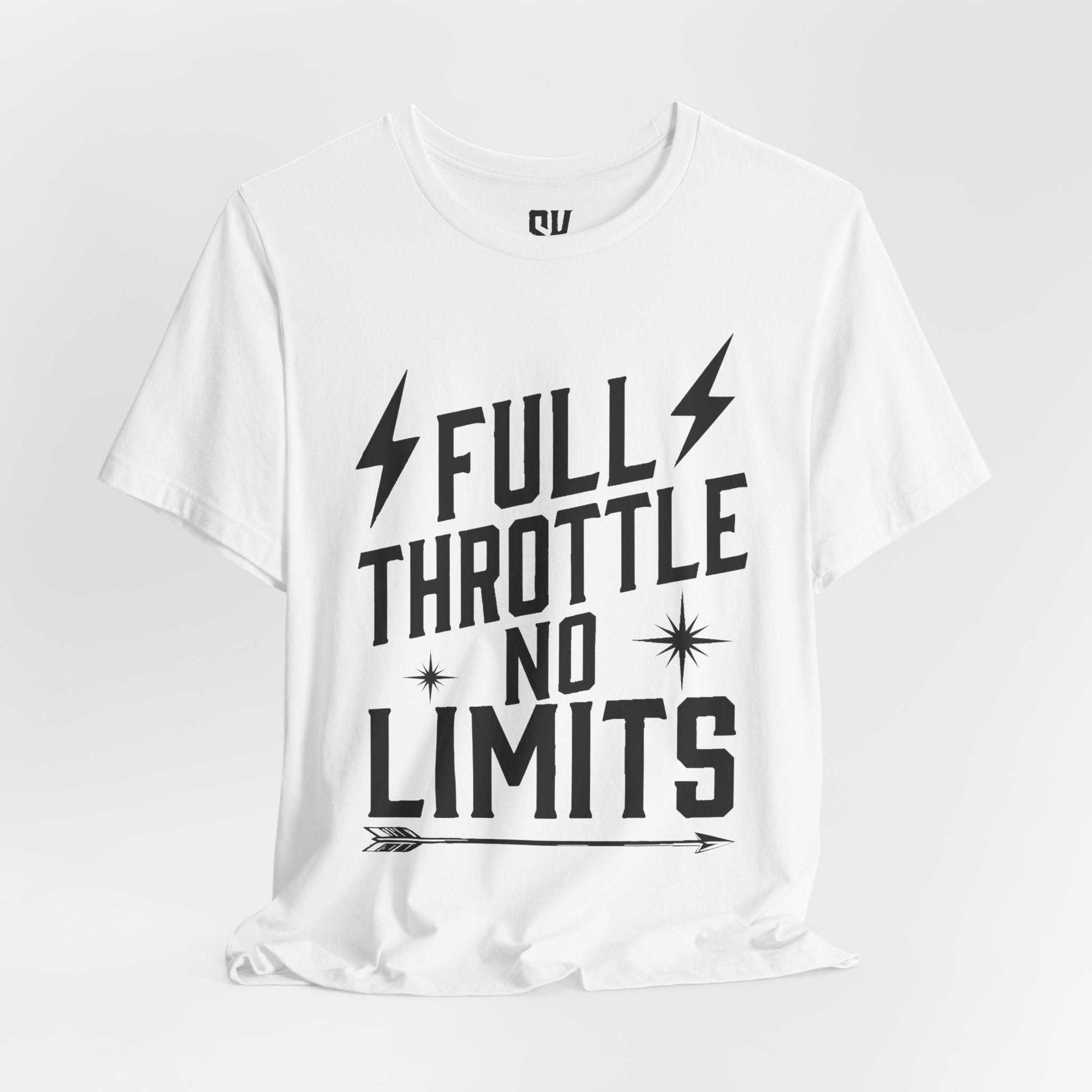 Full Throttle No Limits | Bold Distressed Outlaw T-Shirt | White