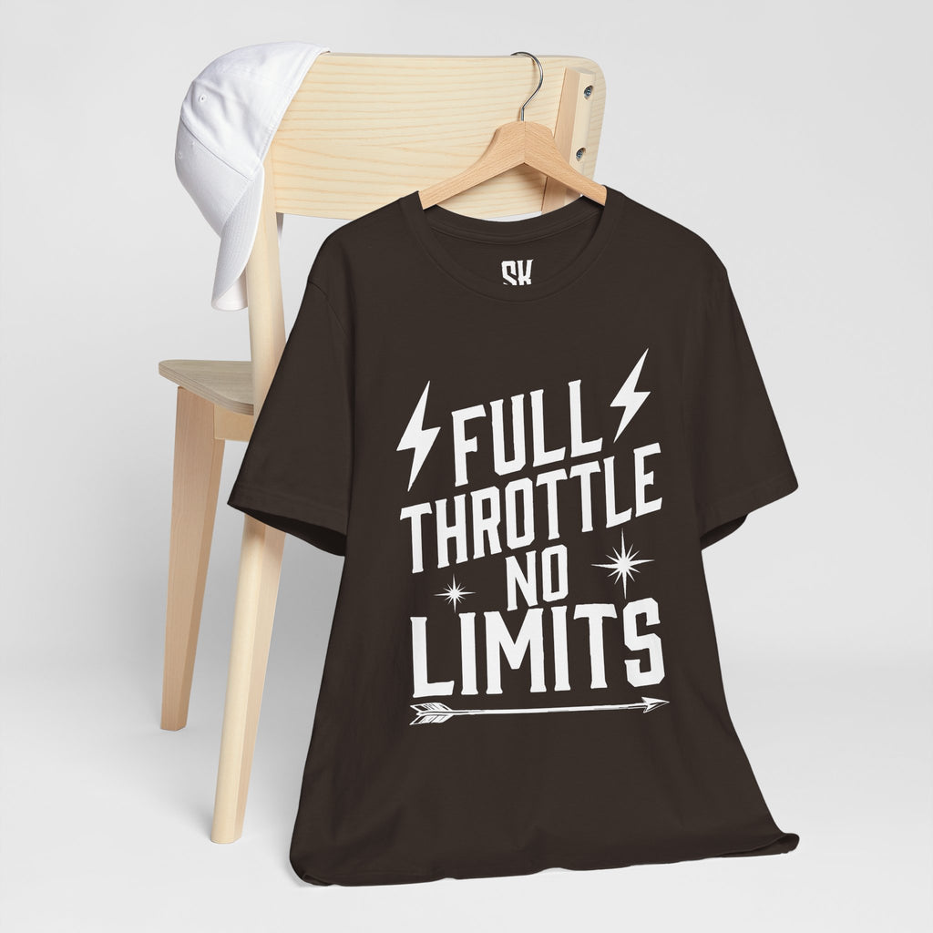 Full Throttle No Limits | Bold Distressed Outlaw T-Shirt | Brown