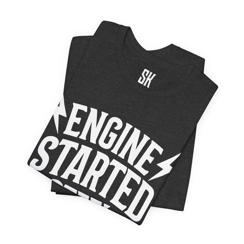 Engine Started Steel Hearted Outlaw T-Shirt | Distressed Vintage Rebel Tee | Heather Dark Grey