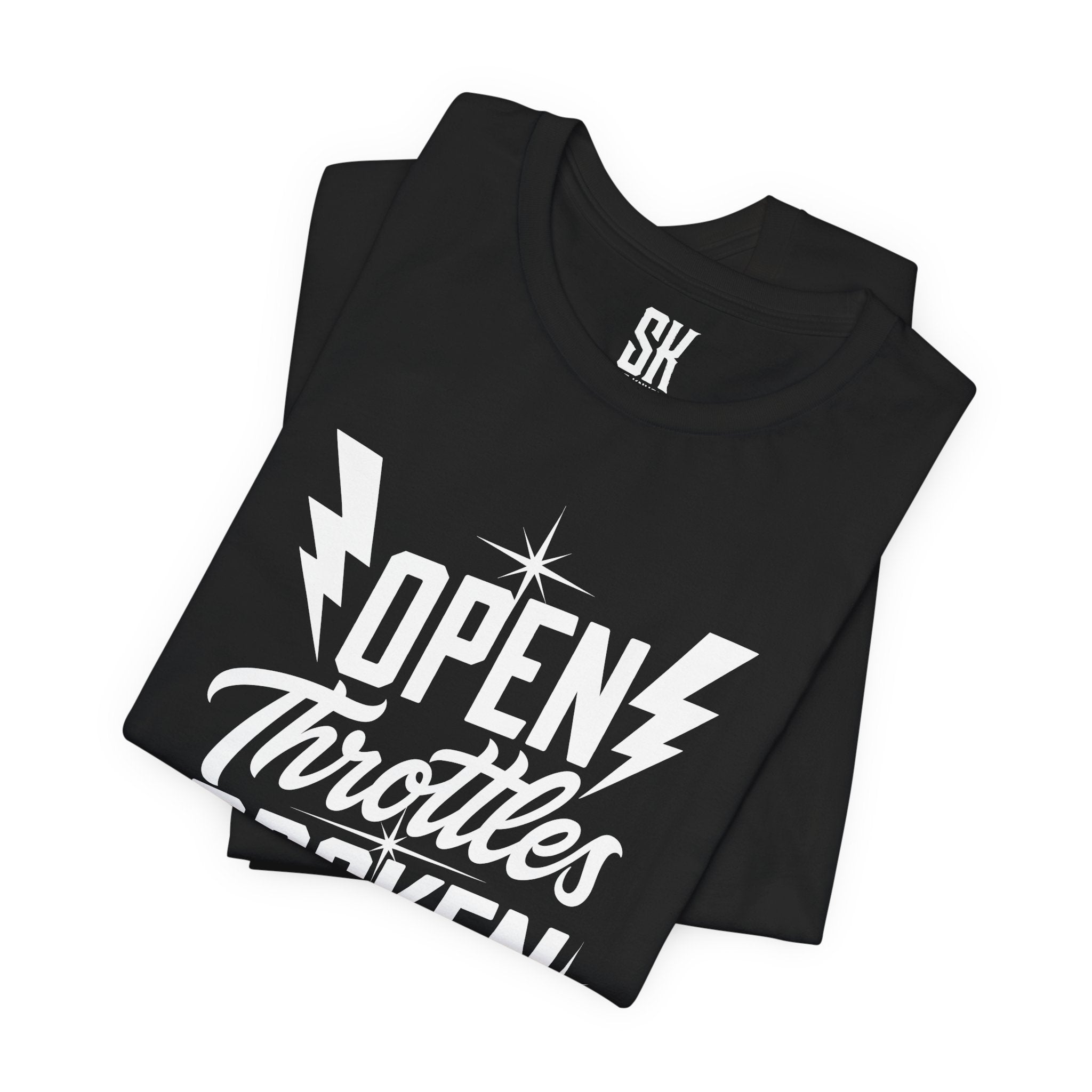 Open Throttles Broken Bottles | Bold Distressed Outlaw T-Shirt | Black
